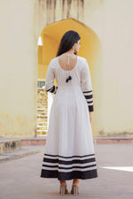 Thumbnail for Juniper White Ethnic Motif Printed Dress & Dupatta Set With Thread Work
