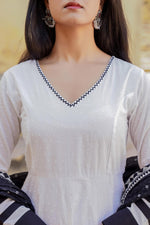 Thumbnail for Juniper White Ethnic Motif Printed Dress & Dupatta Set With Thread Work