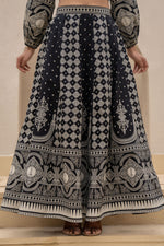Thumbnail for Juniper Black & White Printed Lehenga Choli Set With Ethnic Motifs