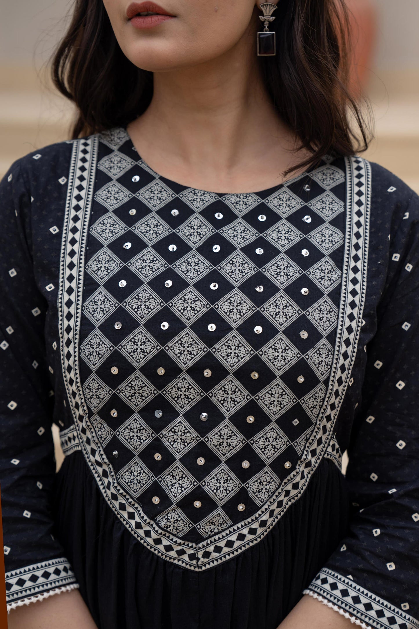 Juniper Black Anarkali Dress with Embroidered Dupatta - Distacart