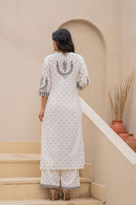 Thumbnail for Juniper White Printed Kurta Set With Palazzo & Dupatta - Distacart