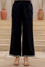 Thumbnail for Juniper Black Ethnic Motif Printed Kurta Set With Thread & Mirror Work