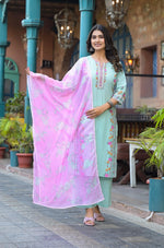 Thumbnail for Juniper Mintgreen Pastel Harmony Printed Kurta Set