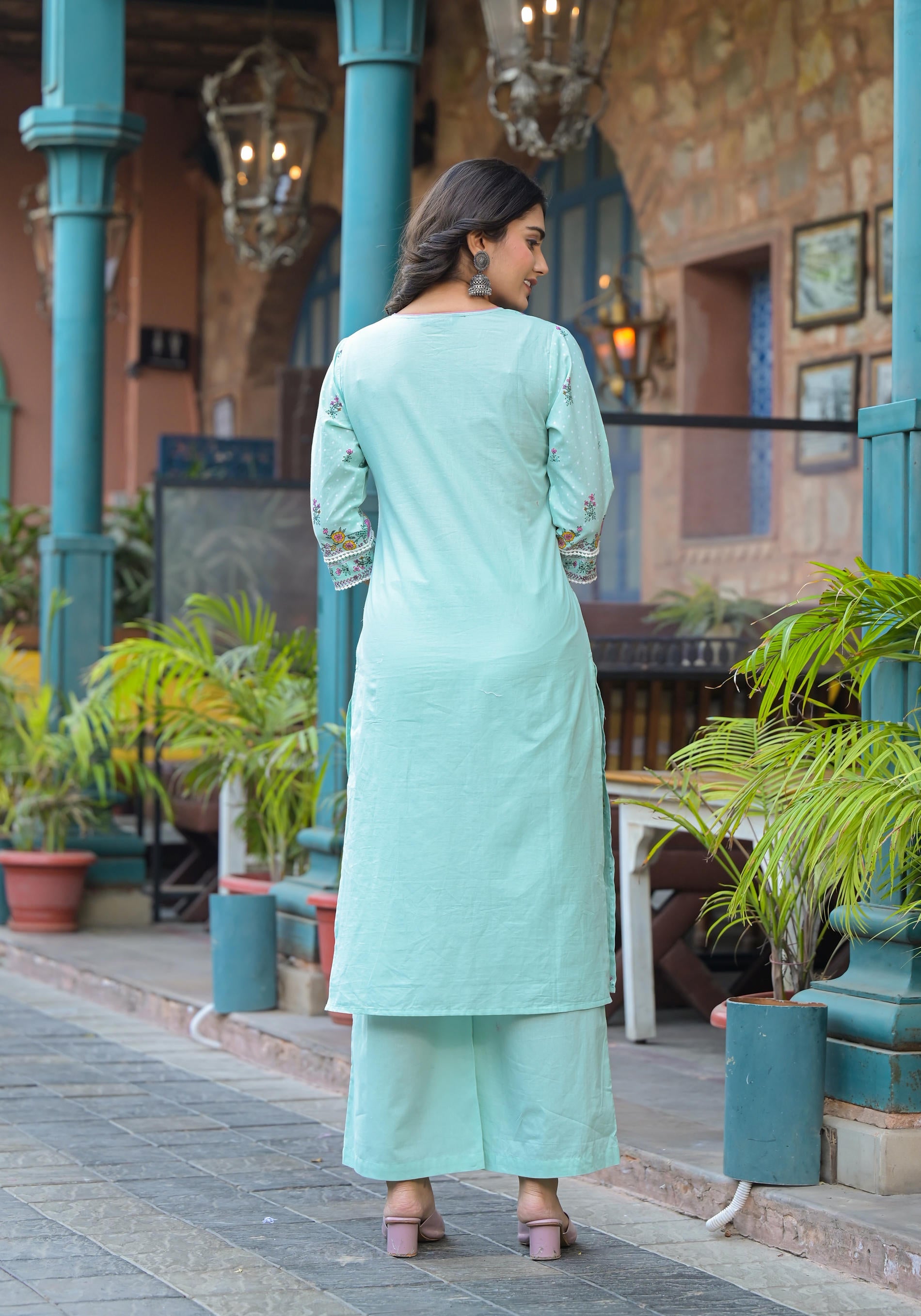 Juniper Mintgreen Pastel Harmony Printed Kurta Set