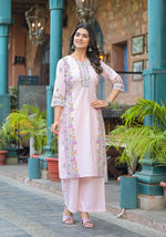 Thumbnail for Juniper Onion Pink Embroidered Kurta Set with Aqua Floral Dupatta