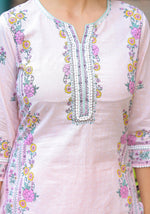 Thumbnail for Juniper Onion Pink Embroidered Kurta Set with Aqua Floral Dupatta