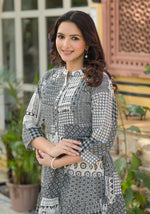 Thumbnail for Juniper Black Geometric Printed Cotton Short Dress With Buttons