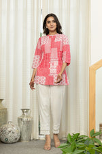 Thumbnail for Juniper Pink Geometric Printed Cotton Tunic With Buttons