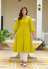 Juniper Lime Green Solid Cotton Linen Kurta With Button Closure - Distacart