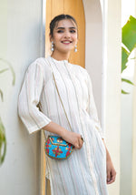 Thumbnail for Juniper Minimal Ivory Striped Straight Kurta - Distacart
