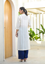 Thumbnail for Juniper Minimal Ivory Striped Straight Kurta - Distacart