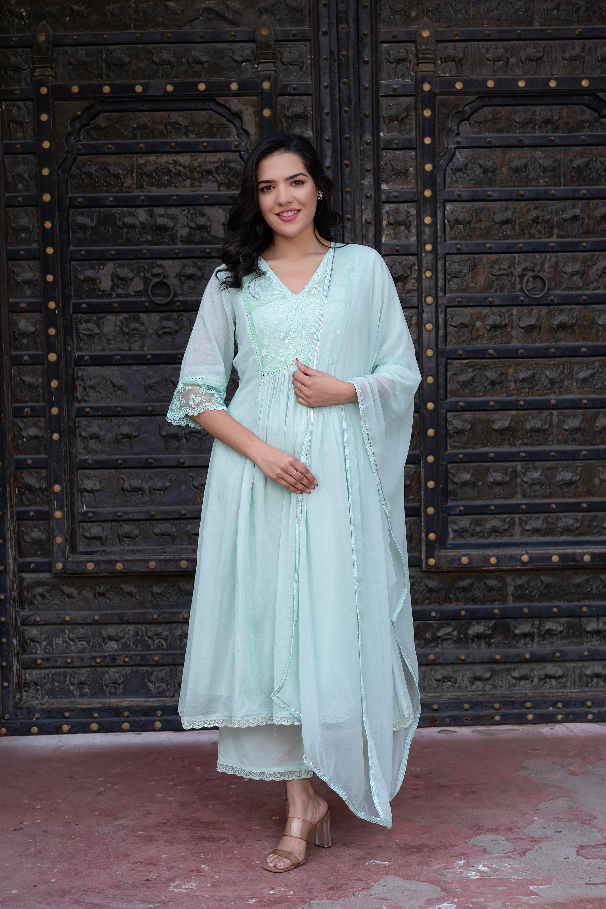 Juniper Women Embroidered Anarkali Kurta Set - Distacart