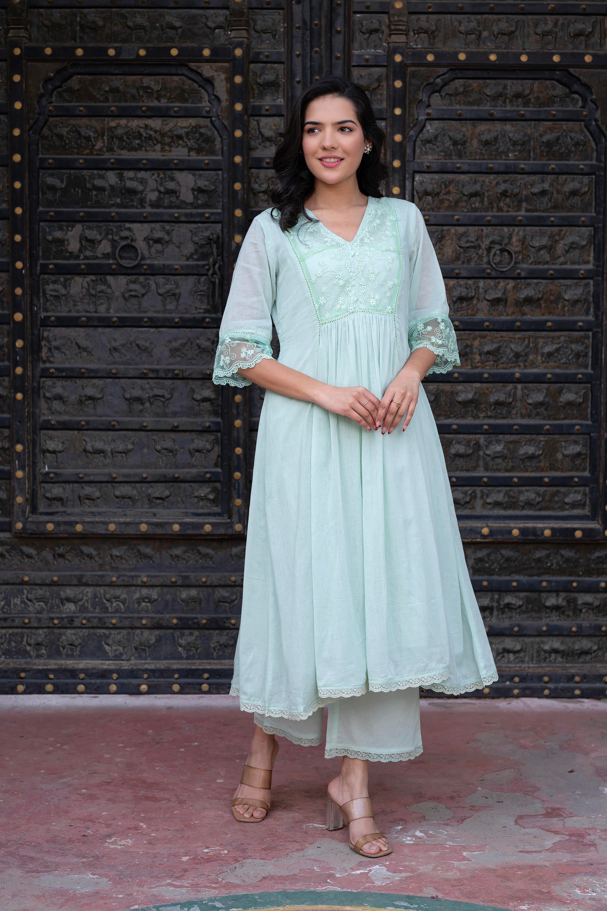 Juniper Women Embroidered Anarkali Kurta Set - Distacart