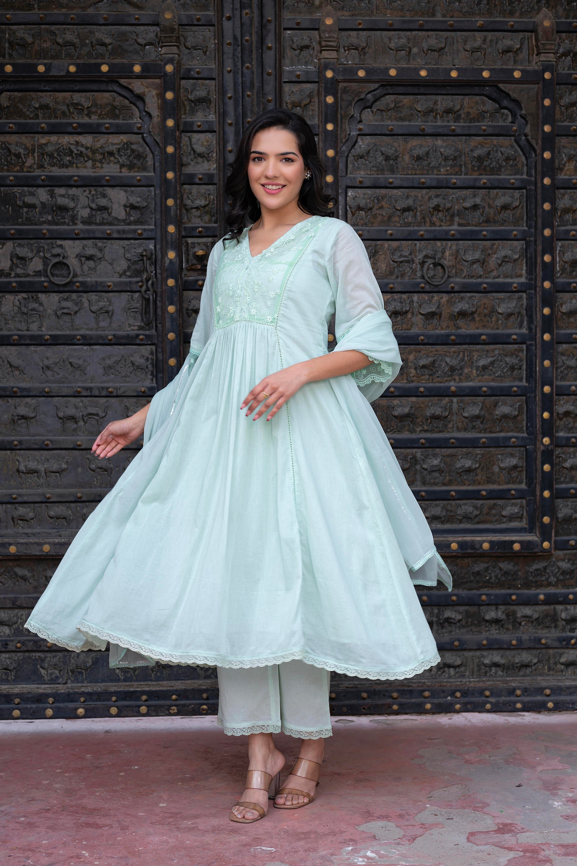 Juniper Women Embroidered Anarkali Kurta Set - Distacart
