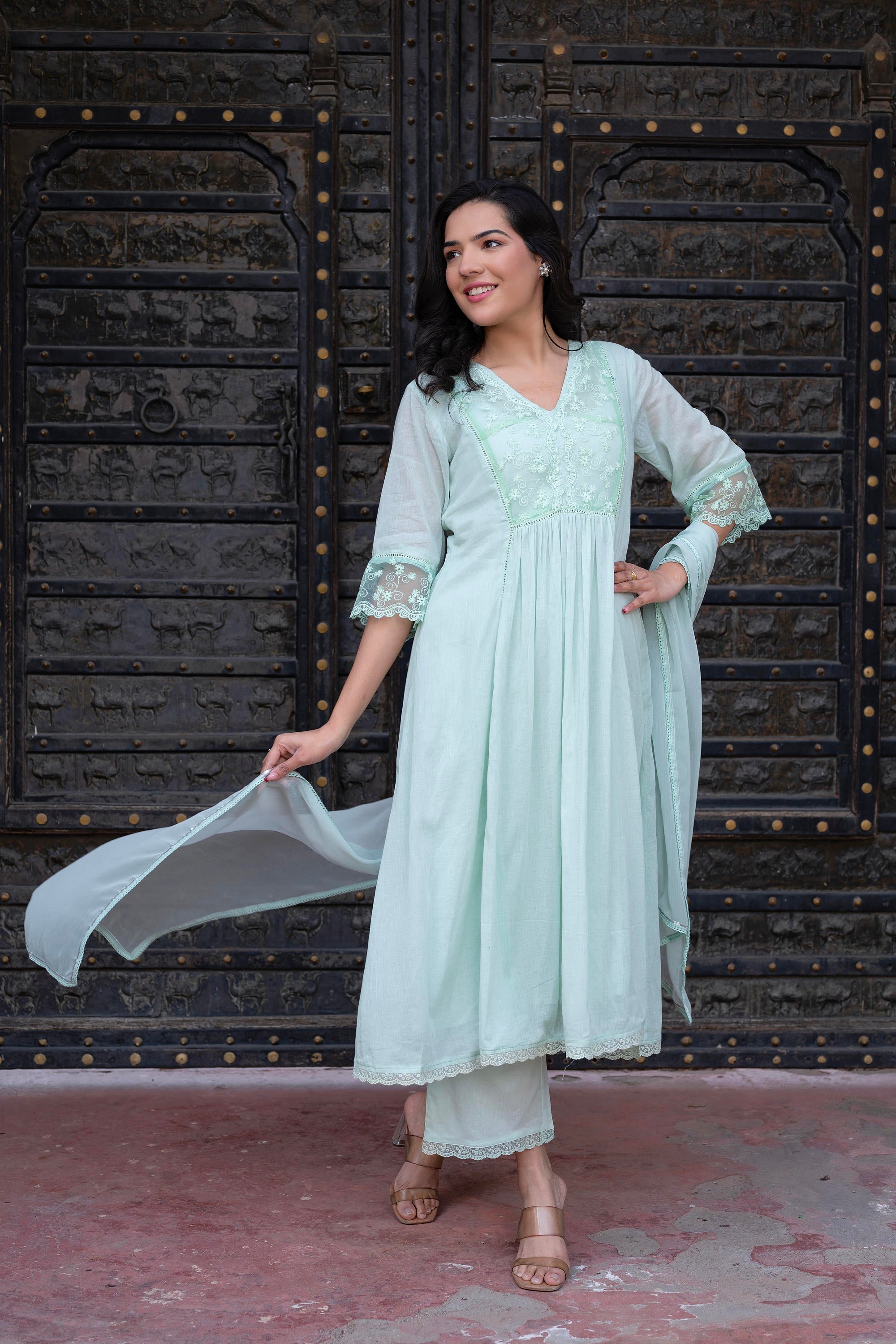 Juniper Women Embroidered Anarkali Kurta Set - Distacart