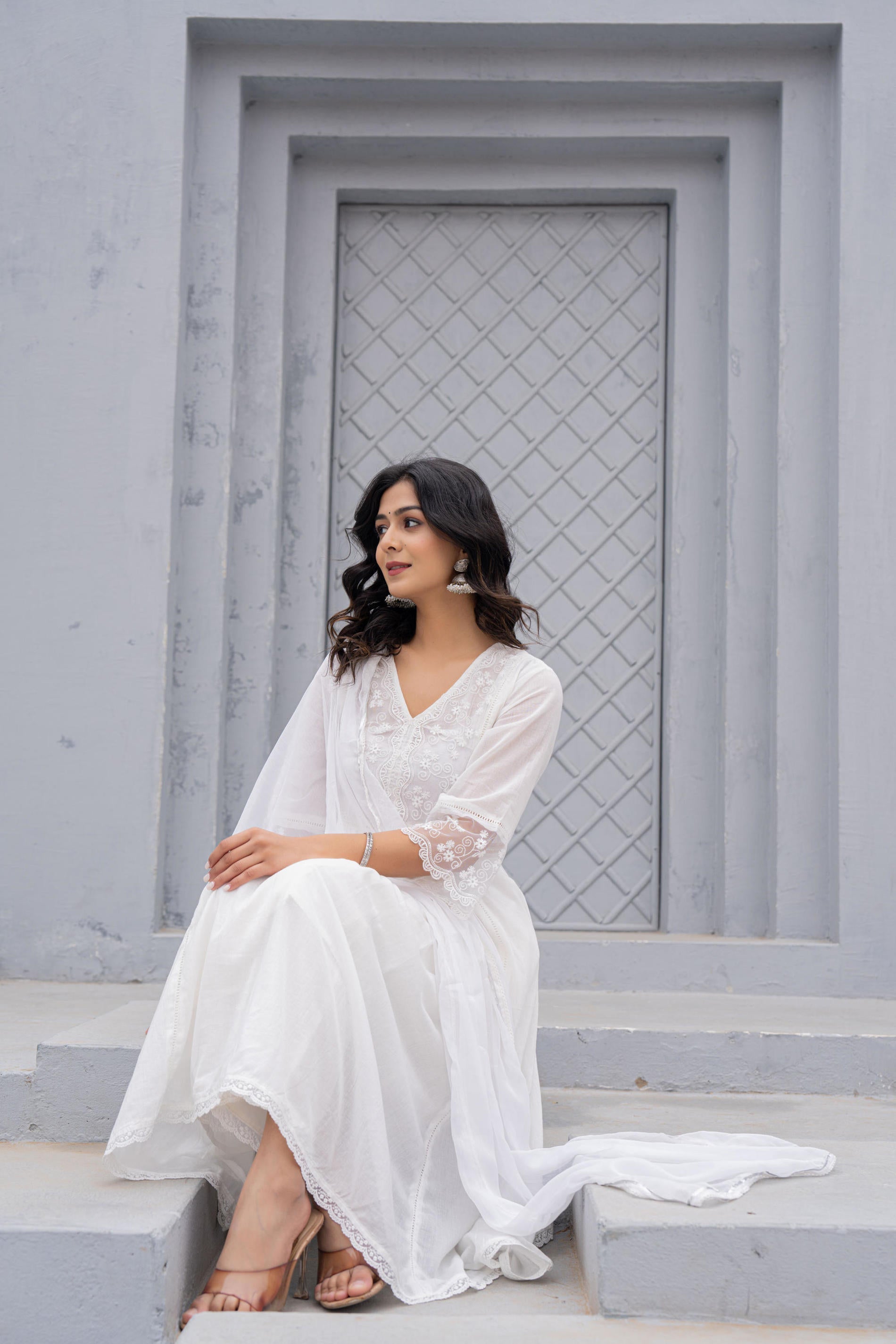 Juniper Women Embroidered Anarkali Kurta Set