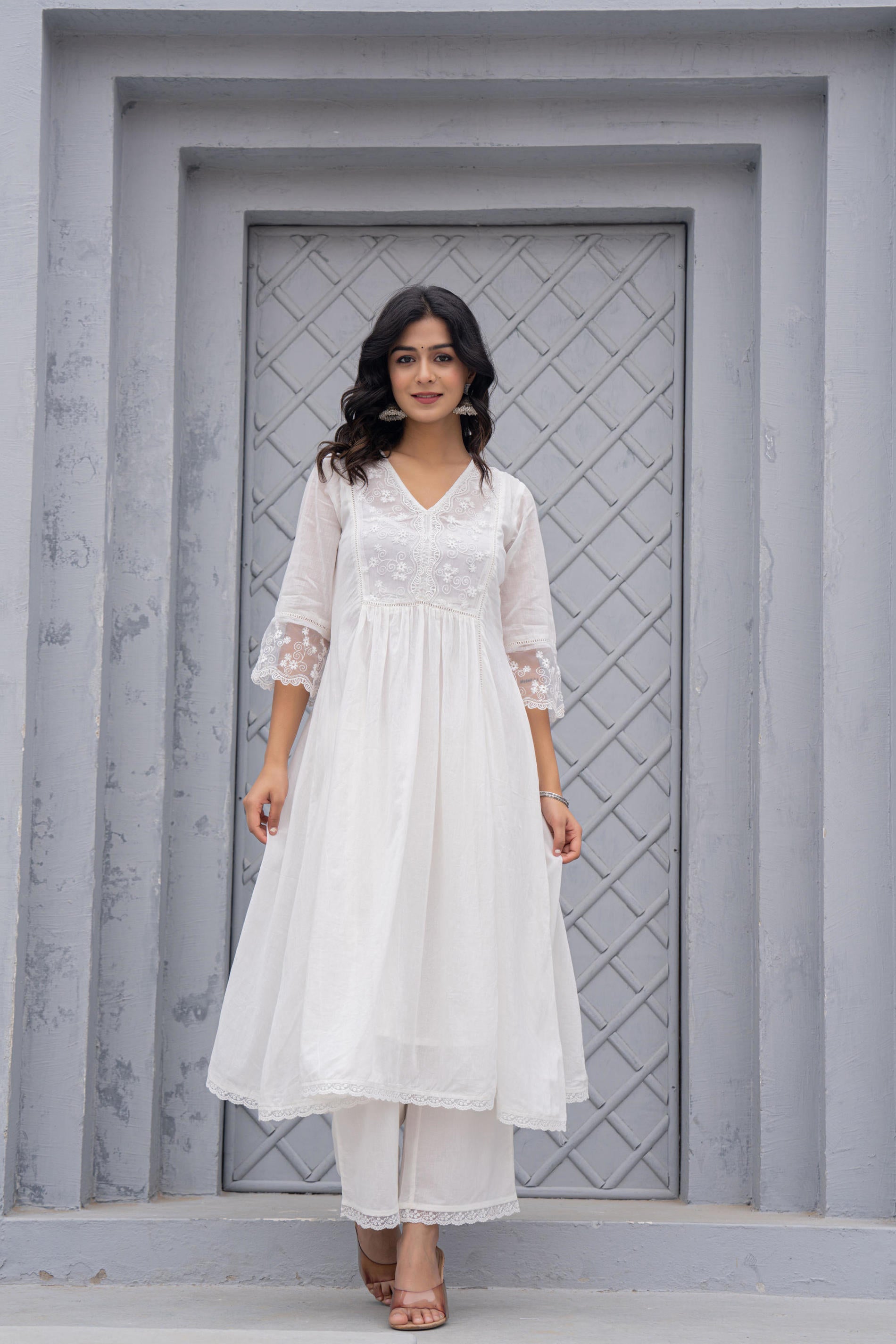 Juniper Women Embroidered Anarkali Kurta Set