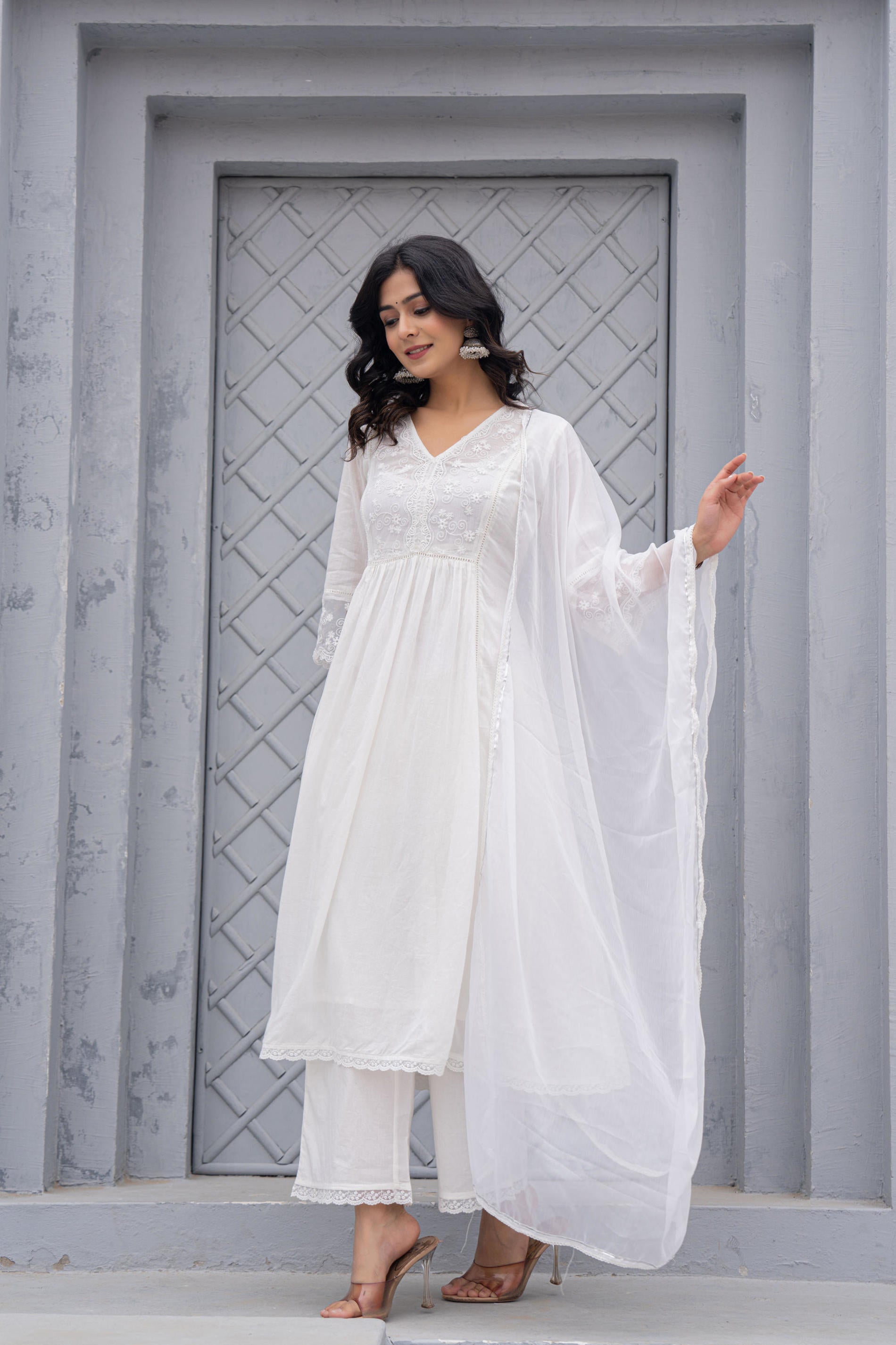 Juniper Women Embroidered Anarkali Kurta Set