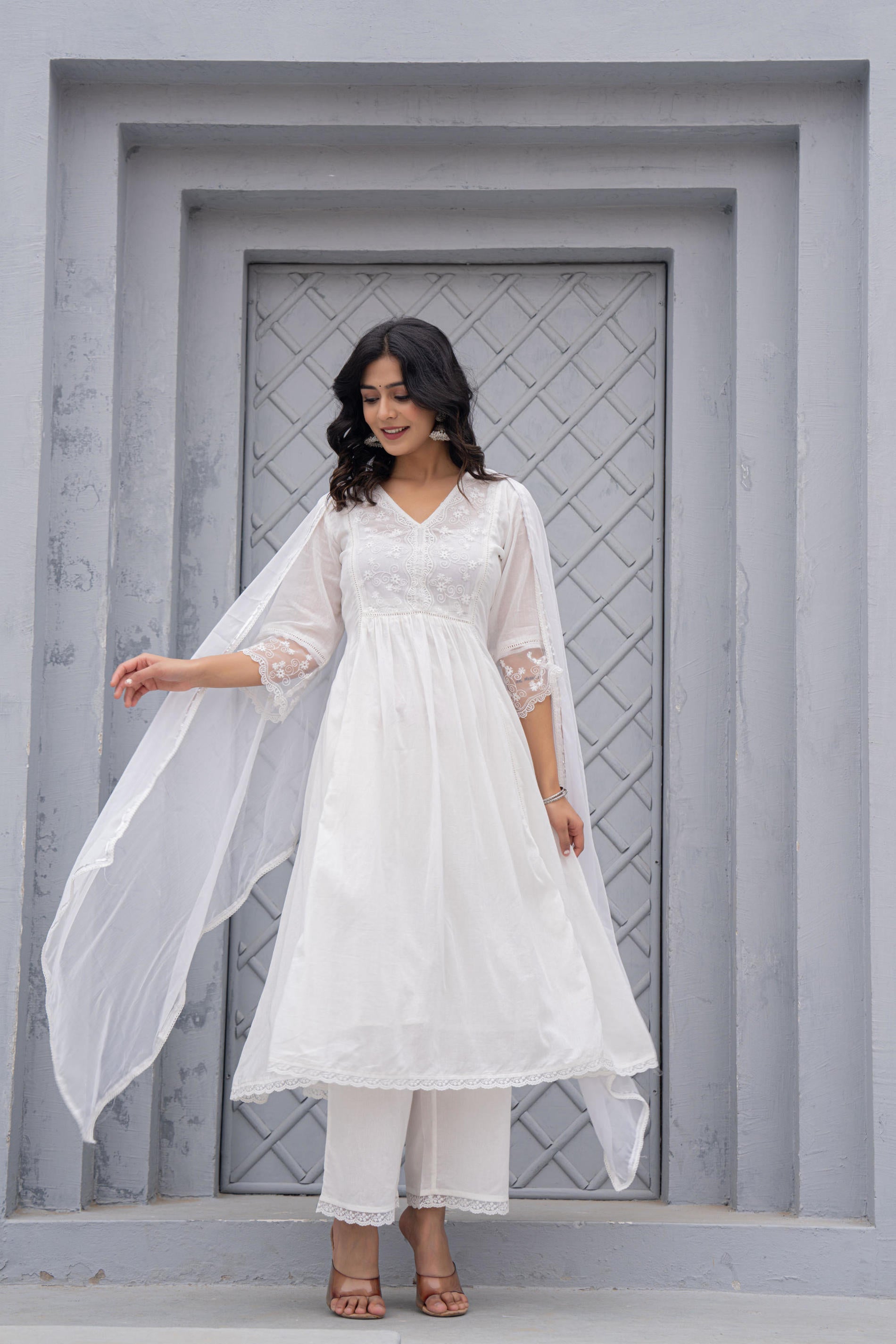 Juniper Women Embroidered Anarkali Kurta Set