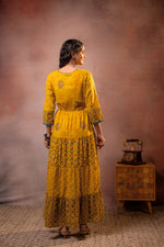 Thumbnail for Juniper Rangriti Noor Mustard Handcrafted Boho Dress - Distacart