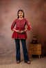 Juniper Rust Red Maroon Printed Ethnic Tunic with Tassel,pompom Details - Distacart