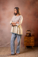 Thumbnail for Juniper Off-White Printed Ethnic Tunic with Tassel,pompom Details - Distacart