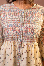 Thumbnail for Juniper Off-White Printed Ethnic Tunic with Tassel,pompom Details - Distacart