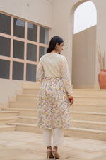 Thumbnail for Juniper Ivory Embroidered & Printed Layered Dress Set With Dupatta - Distacart