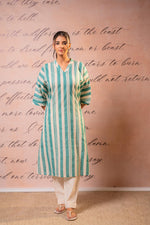 Thumbnail for Juniper Teal Nomad Stripe Relaxed Kurta - Distacart