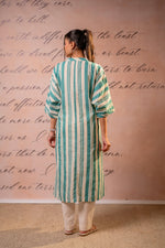 Thumbnail for Juniper Teal Nomad Stripe Relaxed Kurta - Distacart