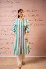 Thumbnail for Juniper Teal Nomad Stripe Relaxed Kurta - Distacart