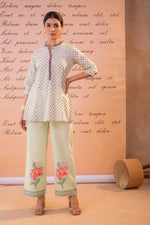 Thumbnail for Juniper PistaGreen Blossom Kurta Set with Printed Palazzos - Distacart