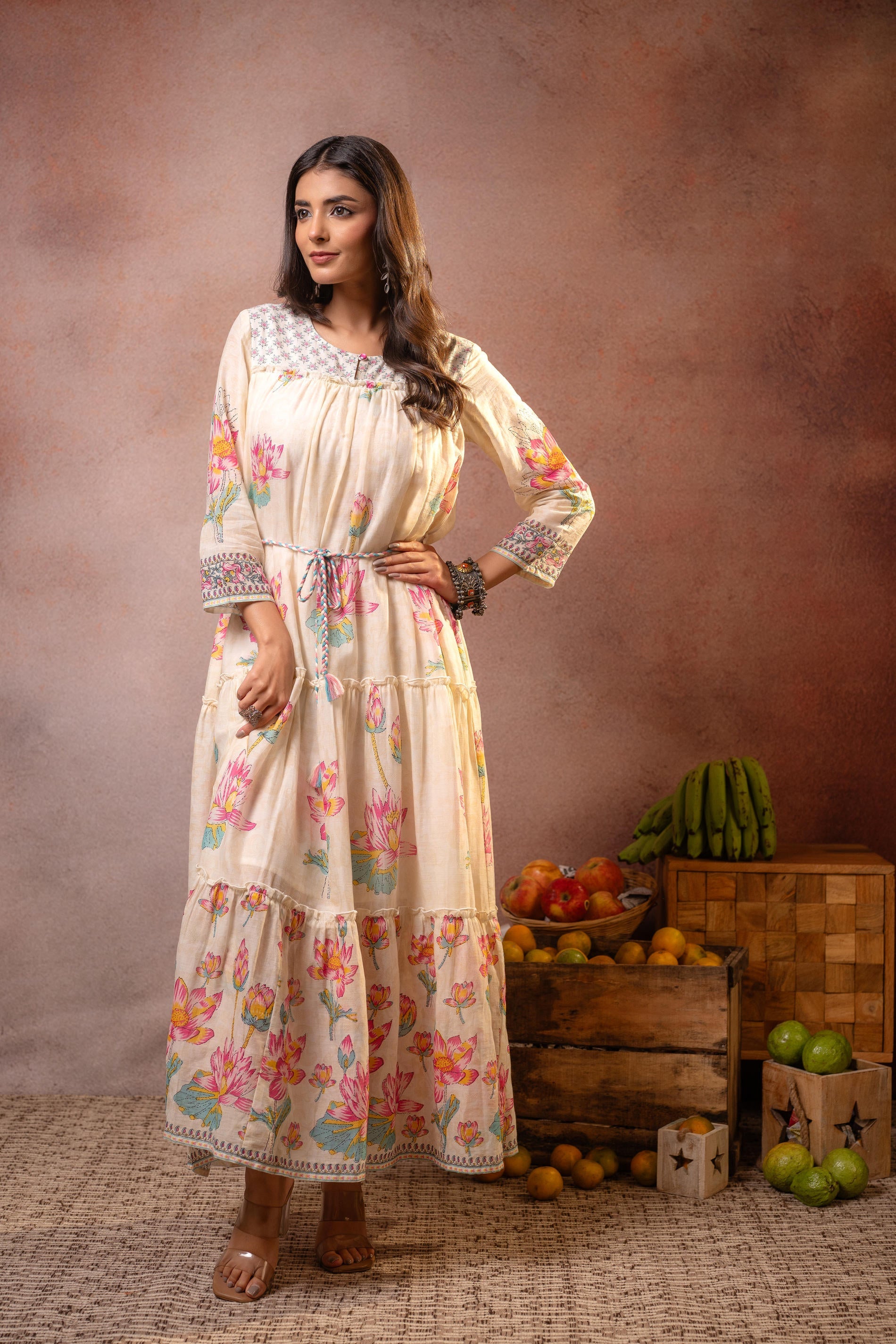 Juniper Ivory Gulbahar Tiered Boho Maxi Dress - Distacart