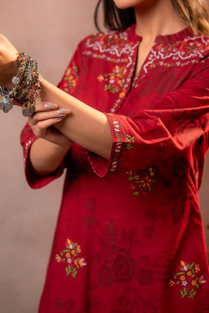 Juniper Maroon Blossom Printed Co-ord Set - Distacart