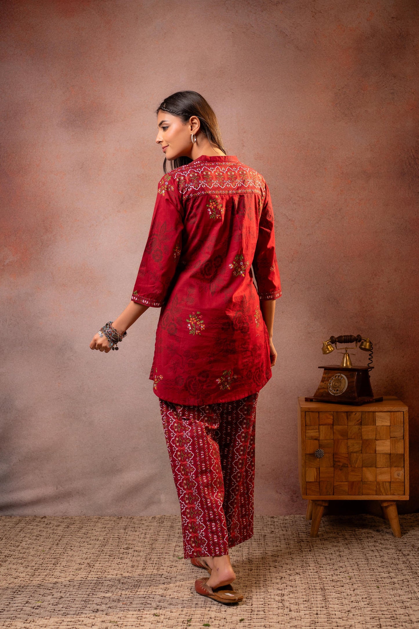 Juniper Maroon Blossom Printed Co-ord Set - Distacart