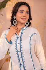 Thumbnail for Juniper White Indigo Linework Kurta Set - Distacart