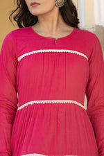 Thumbnail for Juniper Fuchsia Tiered Ethnic Maxi Dress With Lace Inserts