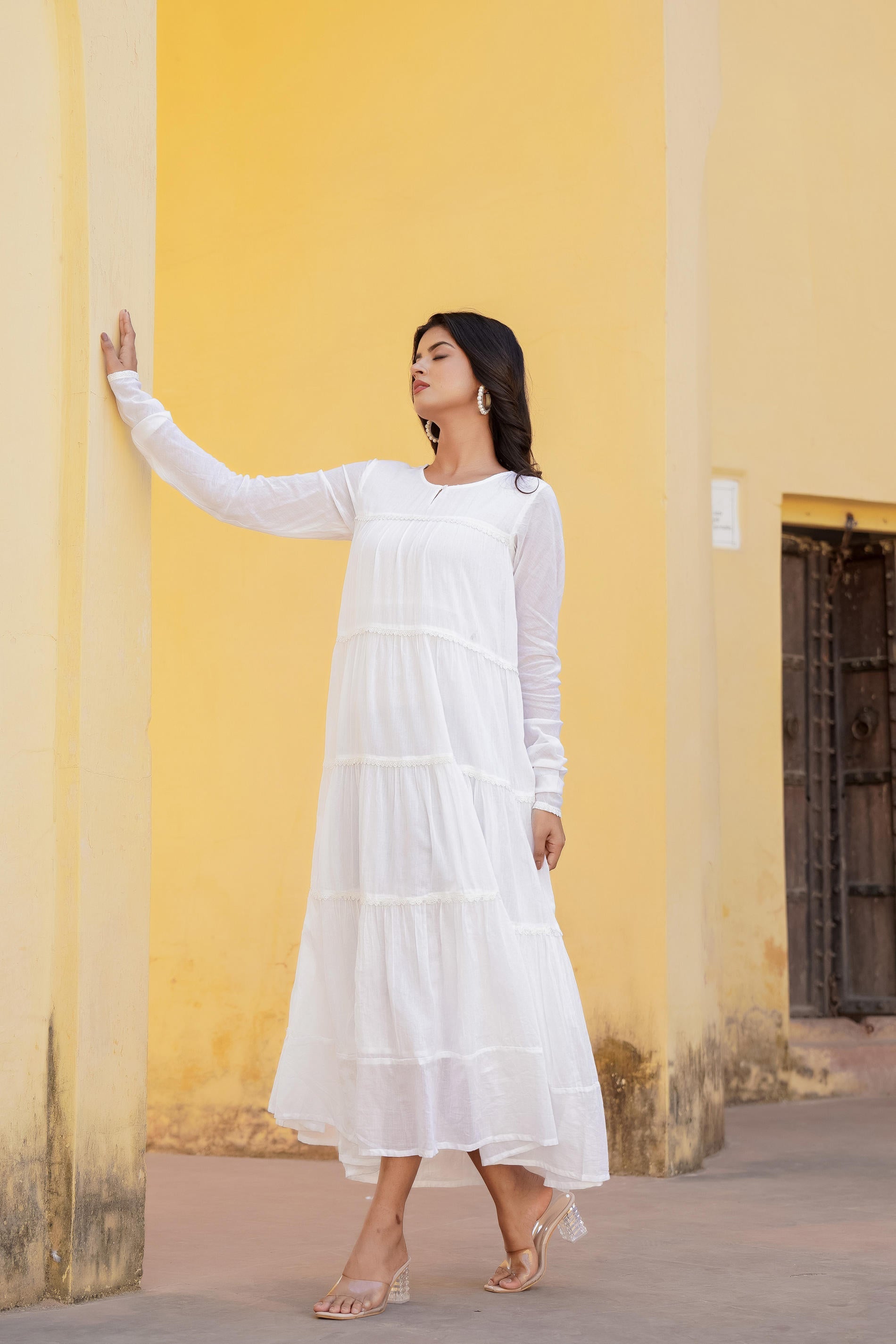 Buy Juniper White Snowfall Breeze Tiered Maxi Dress Online at Low Prices - Indian Store Buy Juniper White Snowfall Breeze Tiered Maxi Dress Online at Low Prices - Indian Store