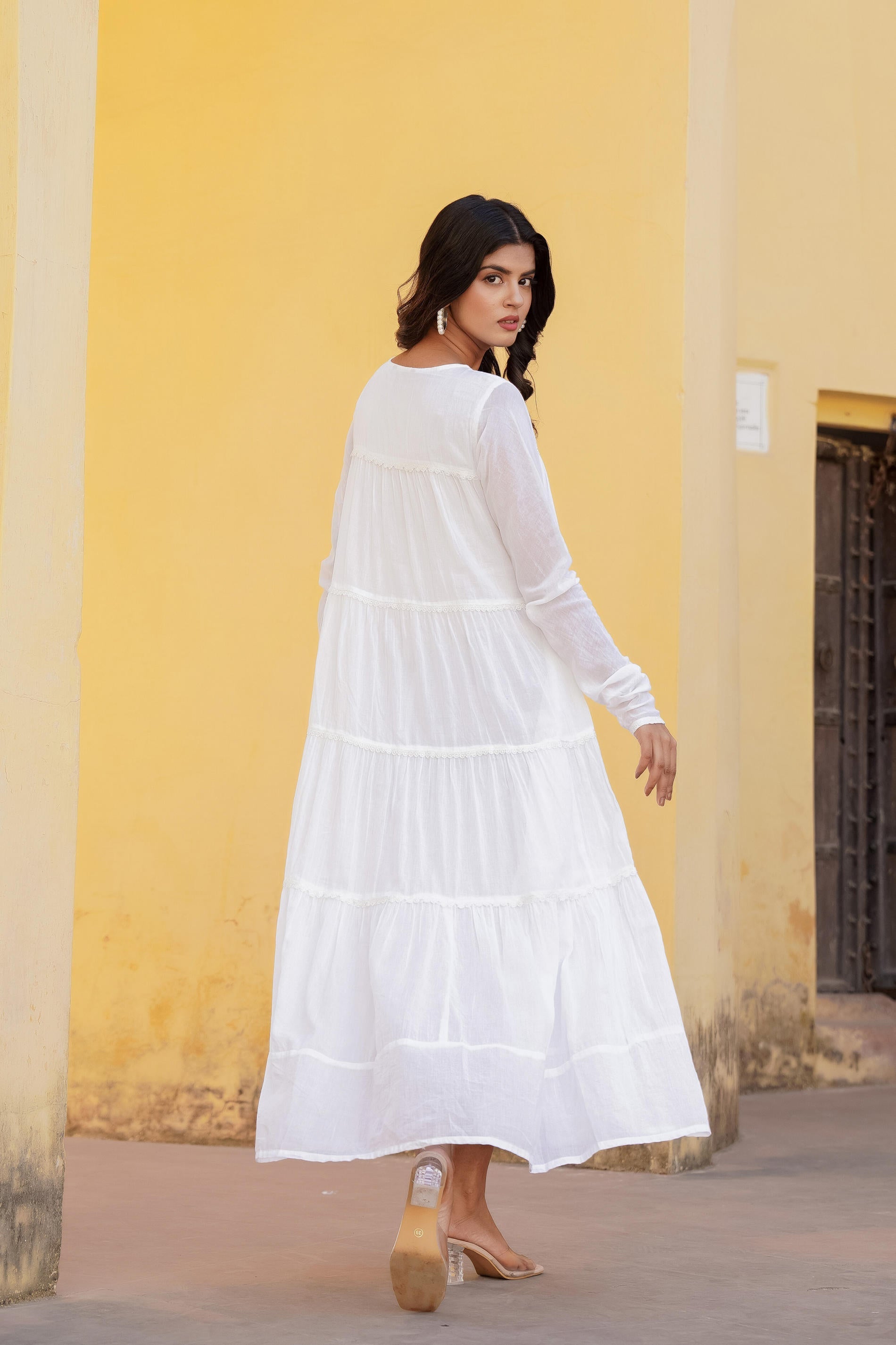 Juniper White Snowfall Breeze Tiered Maxi Dress