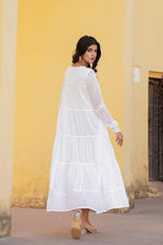 Thumbnail for Juniper White Snowfall Breeze Tiered Maxi Dress