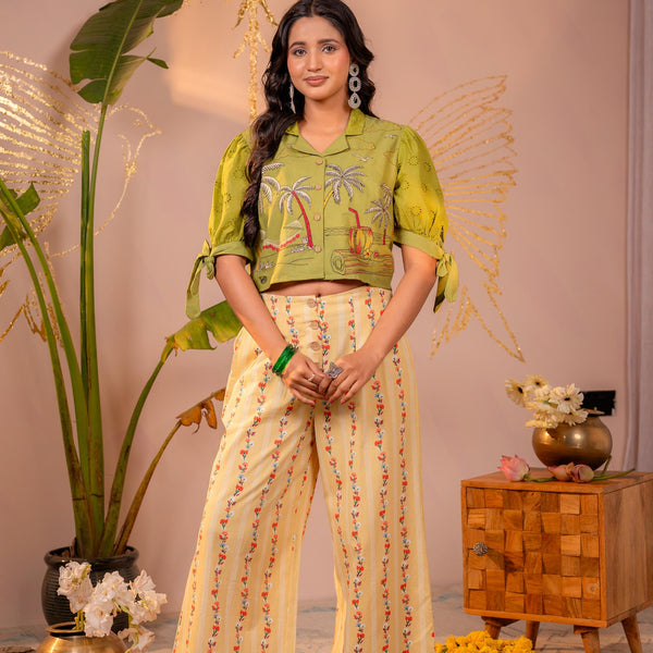 Juniper Palm Muse Beige Co-Ord Set - Distacart