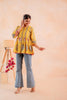 Juniper Mustard Printed Flared Ethnic Tunic with Button Placket - Distacart
