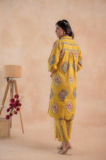 Thumbnail for Juniper Mustard Heritage Print Kurta And Pant Set - Distacart