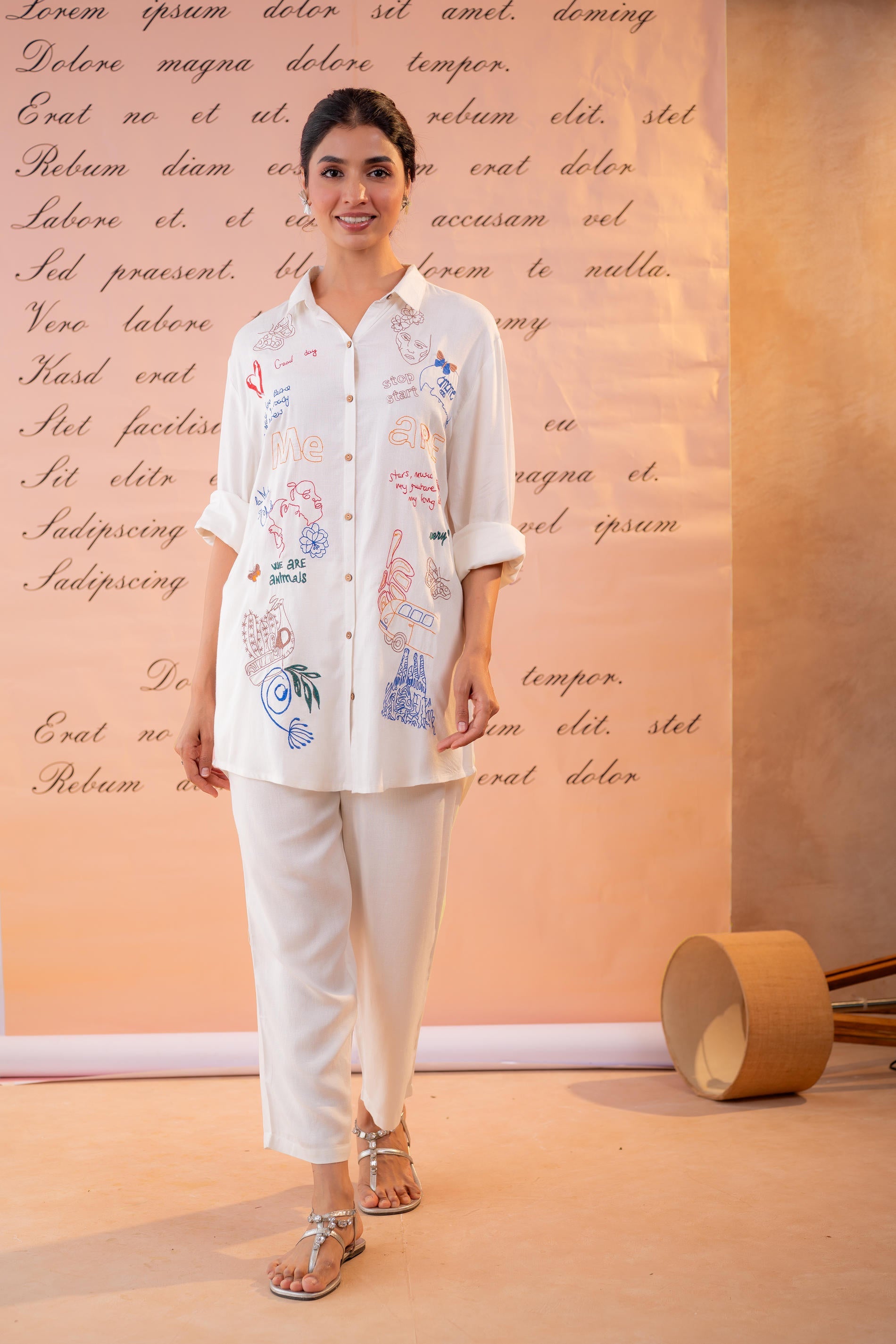 Juniper Cotton Scribble Muse Co-Ord Set - Distacart