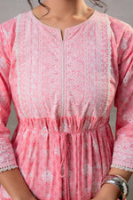 Thumbnail for Juniper Baby Pink Tiered Anarkali Dress - Distacart