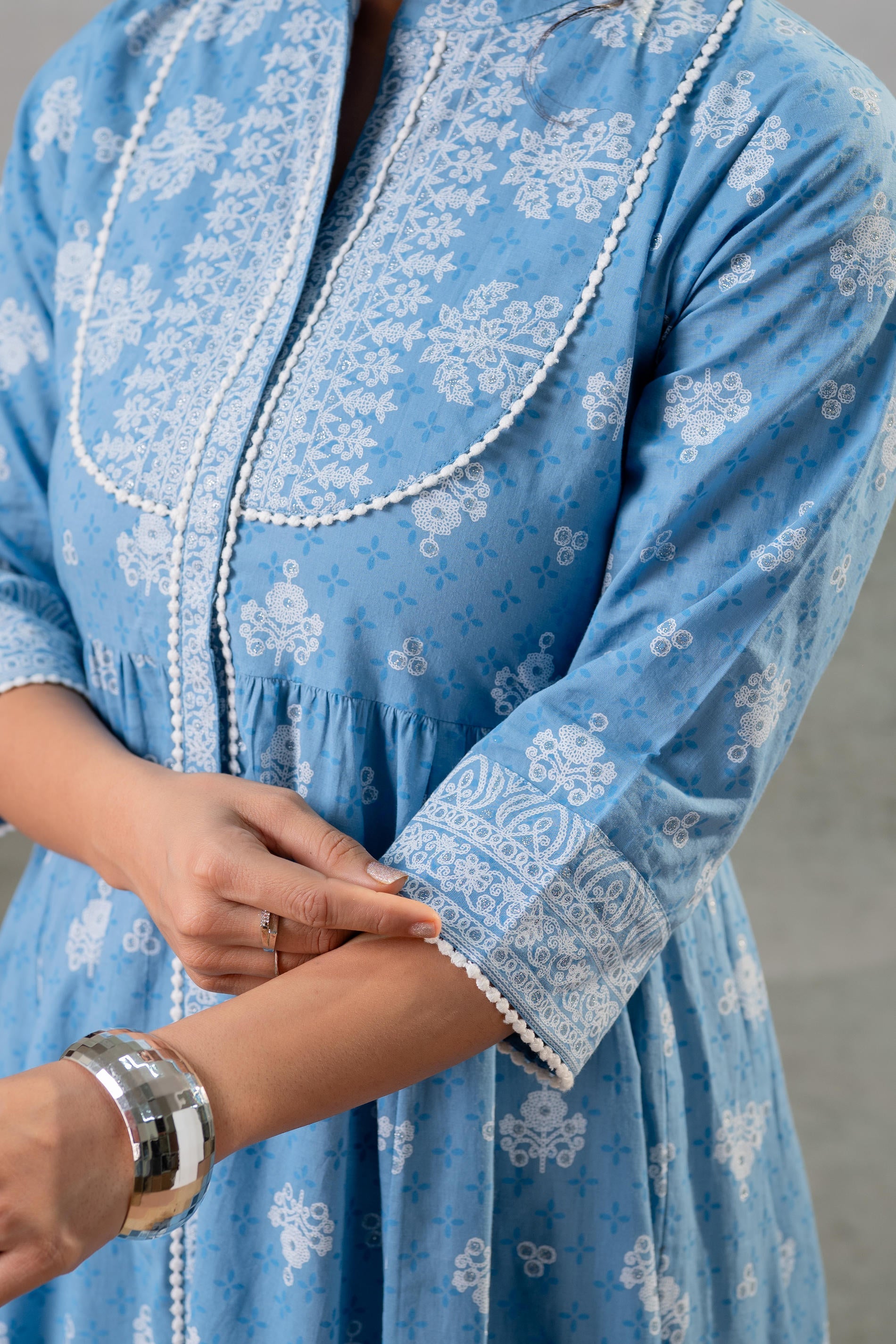 Juniper Neel Pushp Gathered Anarkali Dress - Distacart