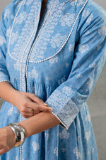 Thumbnail for Juniper Neel Pushp Gathered Anarkali Dress - Distacart