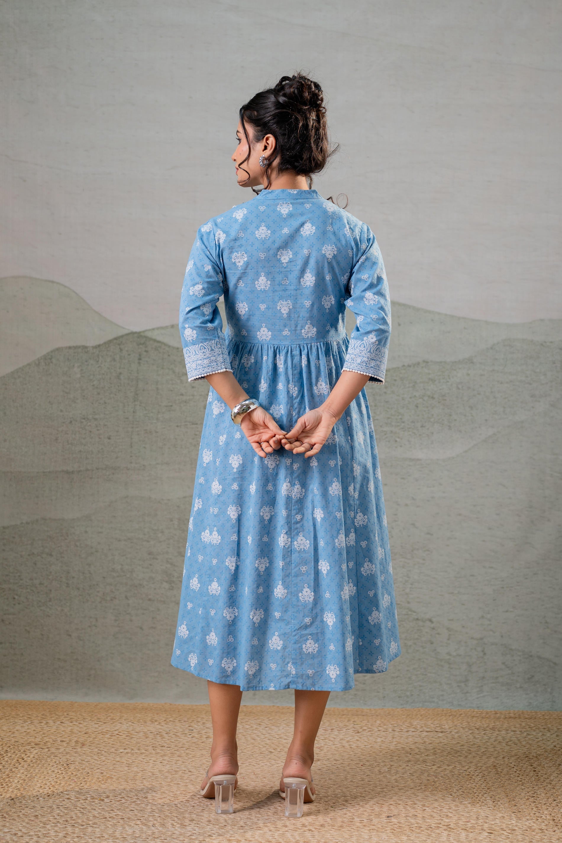 Juniper Neel Pushp Gathered Anarkali Dress - Distacart
