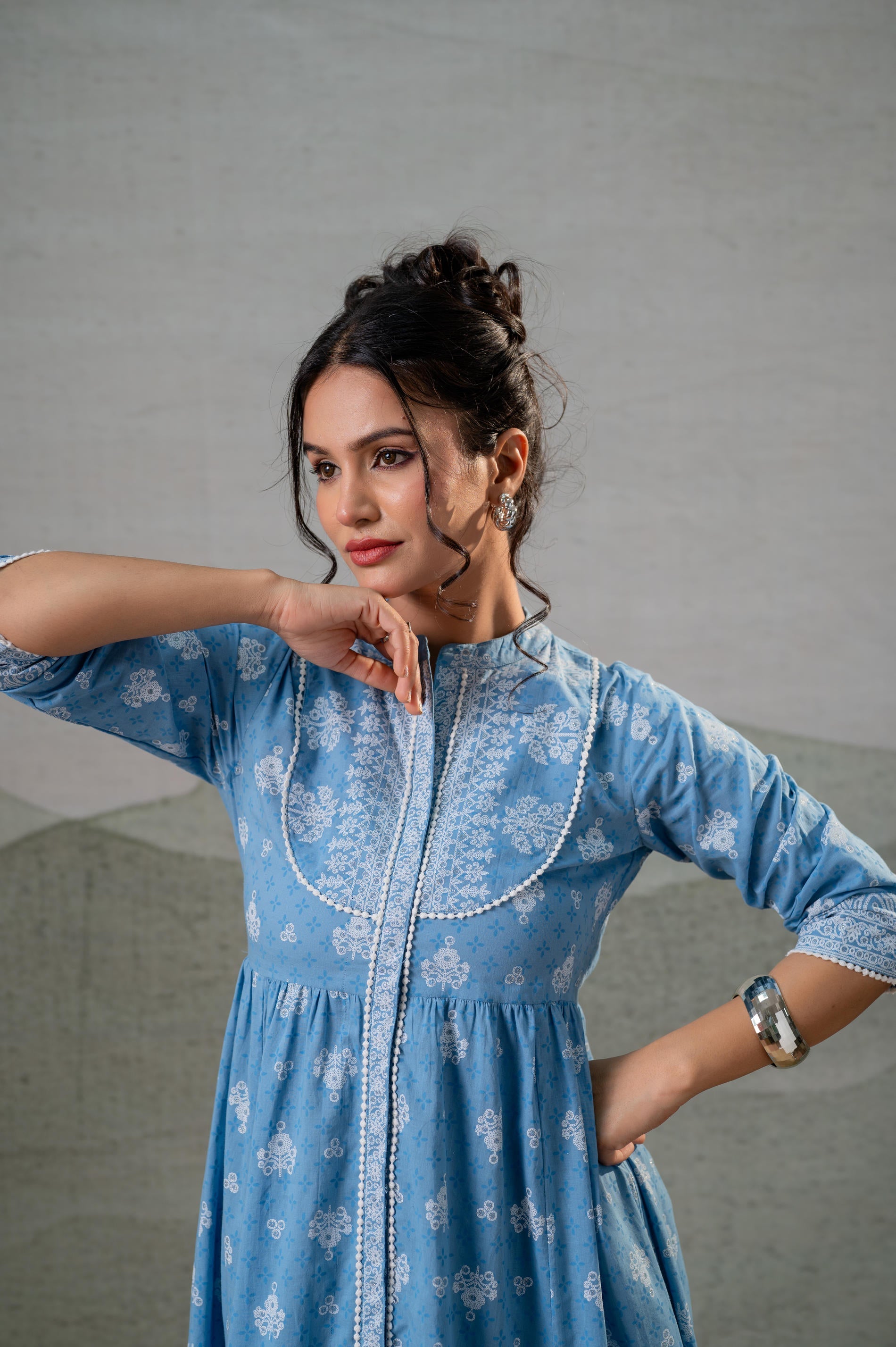 Juniper Neel Pushp Gathered Anarkali Dress - Distacart