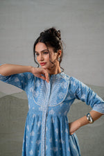 Thumbnail for Juniper Neel Pushp Gathered Anarkali Dress - Distacart